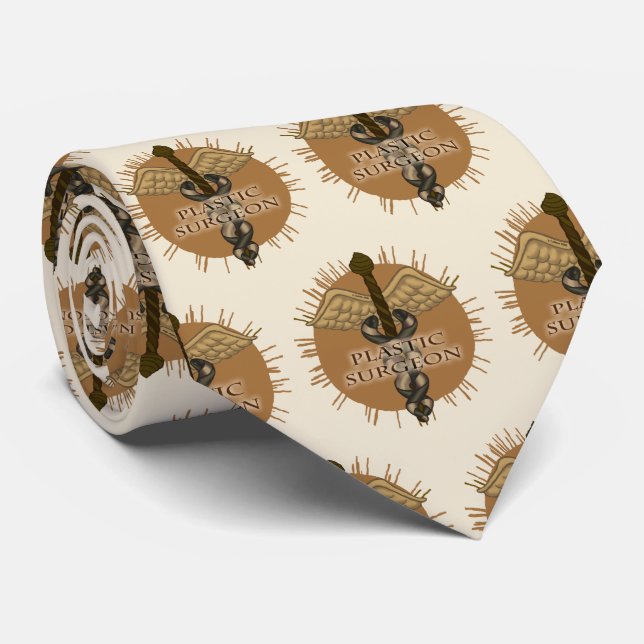 Gravata Médico Cirurgião Plástico Caduceu (Rolled)