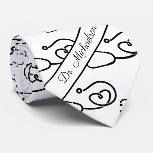 Gravata Médico Nome Stethoscope Padrão Médico