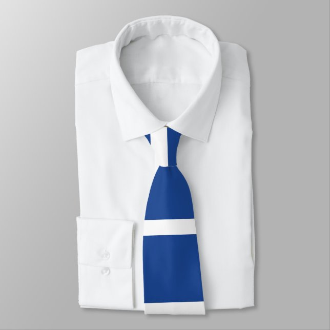 Gravata Médio - Azul e Branco, Torneio Personalizado Horiz (Amarrado)