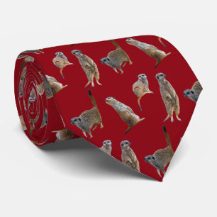 Gravata Meerkat Frenzy Tie Double Sided Impressão (Borgonh