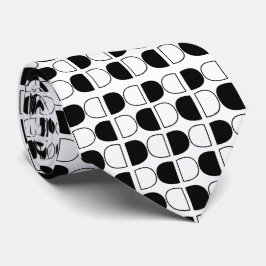 Gravata Meio Círculo Preto e Branco Geométrico