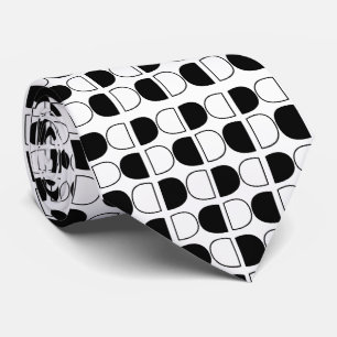 Gravata Meio Círculo Preto e Branco Geométrico