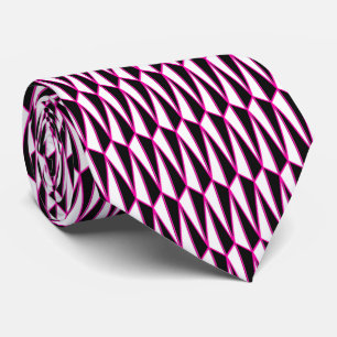 Gravata Meio século geométrico, rosa preto, branco, quen
