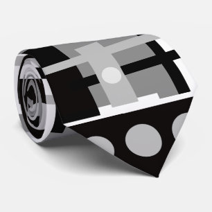 Gravata Meio século preto moderno, Abstrato branco Cinza