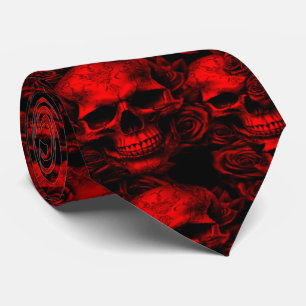 Gravata Memento Mori Skulls Red Tie