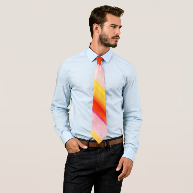 Gravata Men Designer Ties Yellow Orange Pink (In Situ)