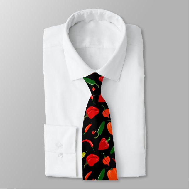 Gravata Men’s Hot Spicy Peppers Pattern Tie (Amarrado)