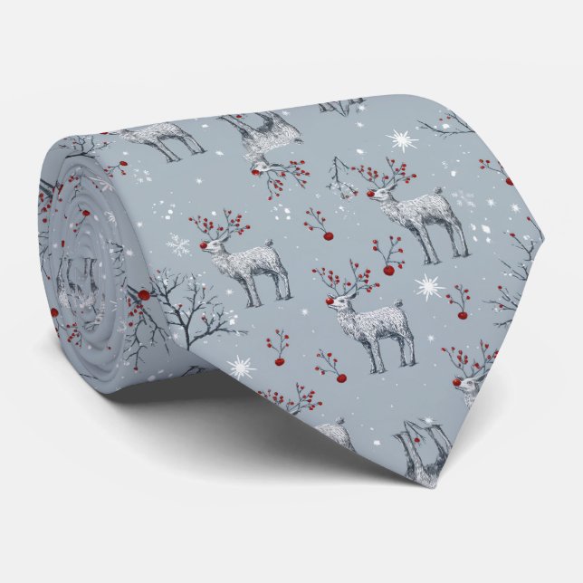 Gravata Men’s Reindeer Christmas Neck Tie (Rolled)