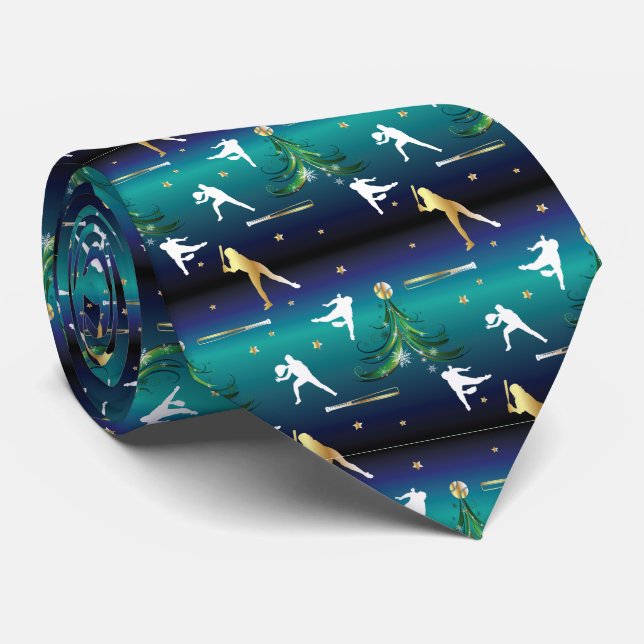 Gravata Meninas de Beisebol Softbol Natal (Rolled)