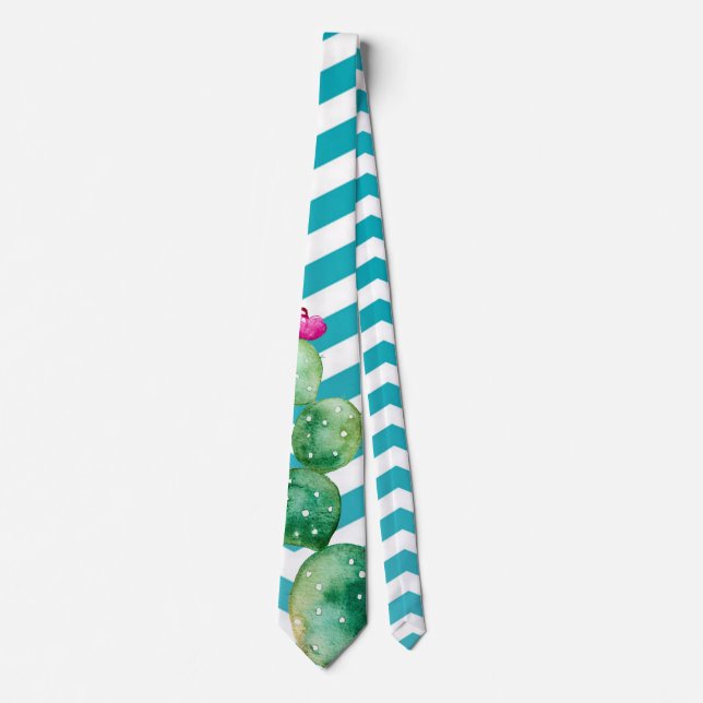 Gravata Mens Dress Tie Geométrico Boho Cactos Cactus Succu (Frente)