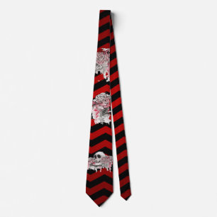 Gravata Mens Dress Tie skull Rosa Gótica Chevron vermelho