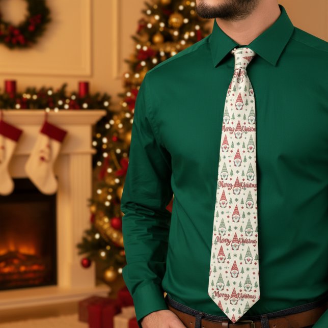 Gravata Merry Christmas Scandinavian Gnome Necktie (Criador carregado)