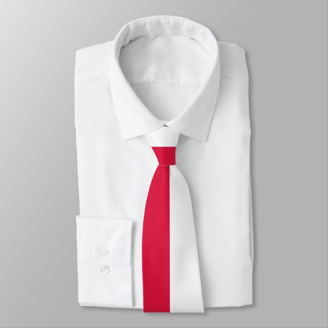 Gravata Metade de Colorblock Vermelho e Branco (Amarrado)