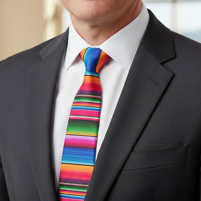 Gravata Mexicano Blanket Fiesta Stripes Coloridas Sarape (Criador carregado)