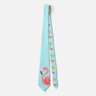 Gravata Miami Vibes Flamingo e Limões Neck Tie
