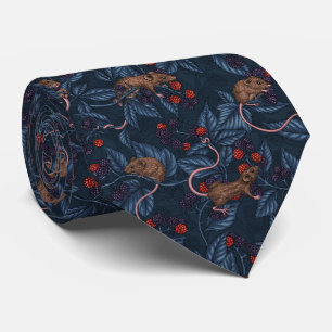 Gravata Mice and blackberries on navy