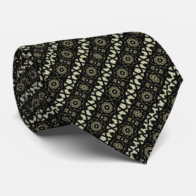 Gravata Midnight Geometry – Abstract Pattern (Rolled)