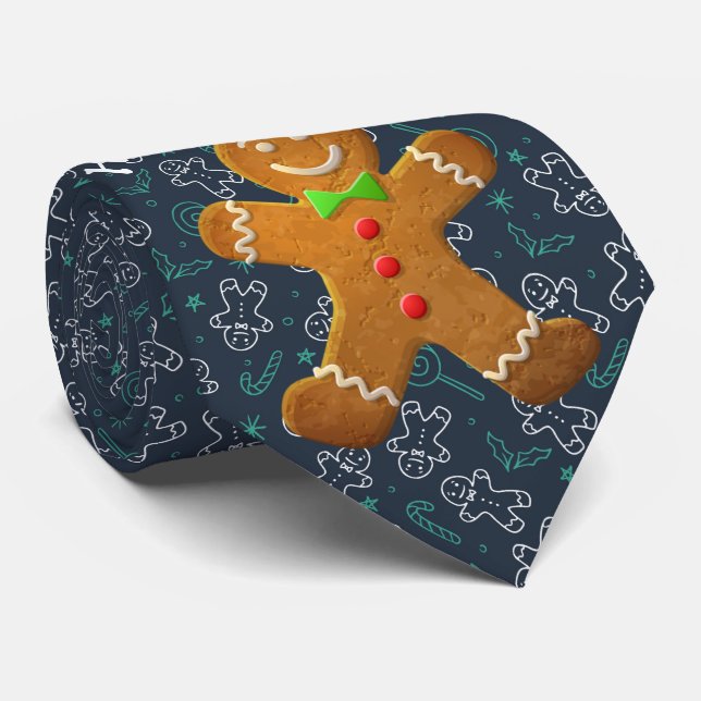Gravata Milo Christmas Collection Blue Gingerbird Man (Rolled)