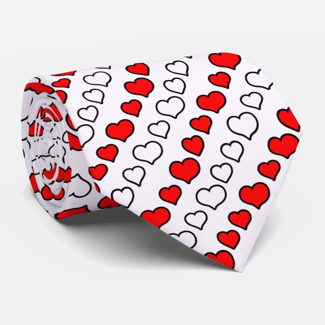 Gravata Milo Dale Red and White Hearts Men's Necktie (Rolled)