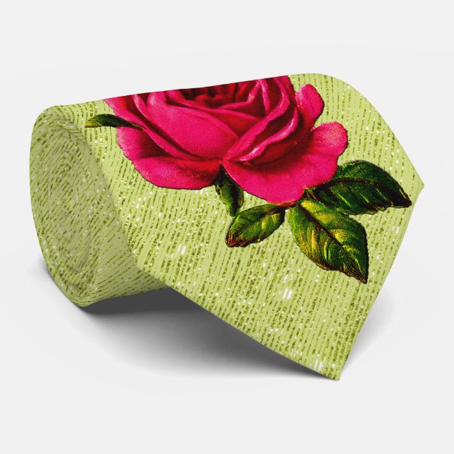 Gravata Milo Dale Rosa Green Striped Necktie (Rolled)