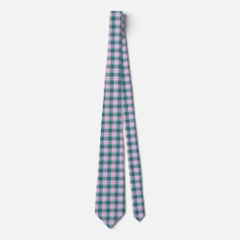 Gravata Ming and Melanie Plaid Blue Pink Neck Tie
