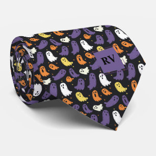Gravata Mini Halloween Fantasmas Coloridos Monogramados