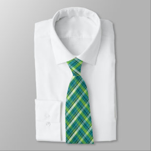 Gravata Mini Xadrez de Madras Verde Água