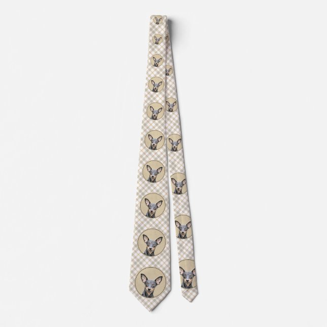 Gravata Miniatura Pinscher Pintando Bela Arte Original de  (Frente)