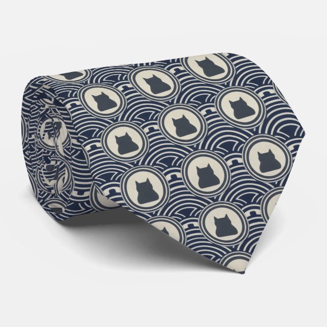Gravata Minimal Japanese Pattern Necktie – Asanoha Wave (Rolled)