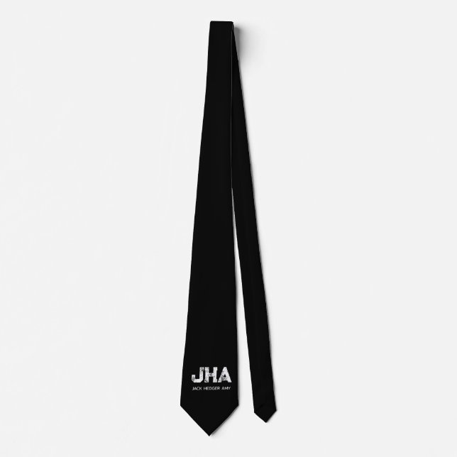 GRAVATA MINIMALIST WHITE THREE LETTER MONOGRAM NAME BLACK  (Frente)