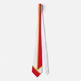 Gravata Minimalista Falso Dourado Vermelho Branco