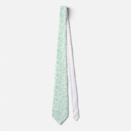 Gravata Mint Green E White Vintage Floral Damascos 4