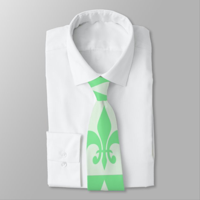 Gravata Mint Green Fleur de lis (Amarrado)