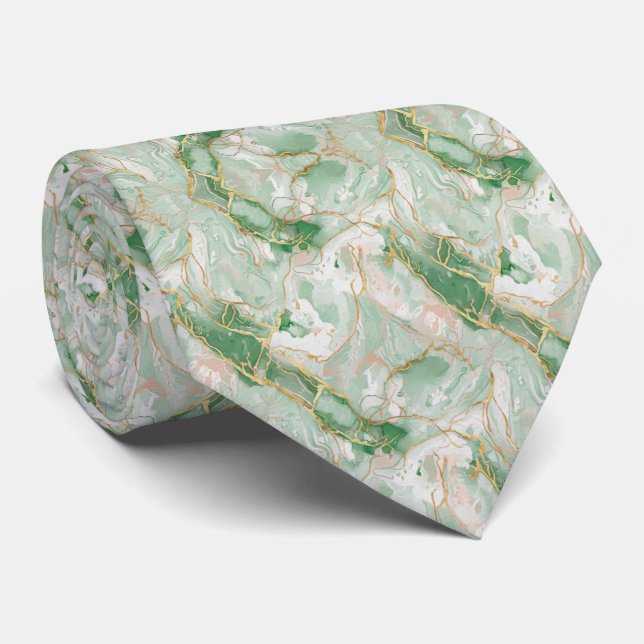 Gravata Mint Green Marble & Gold (Rolled)