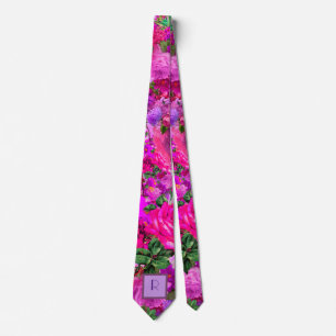 Gravata Mionograma de Casamento Floral de Ametist Raspberr
