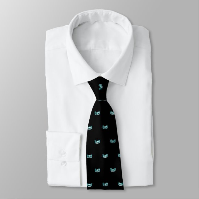 Gravata Miss USA Aqua Crown & Black Men's Tie (Amarrado)
