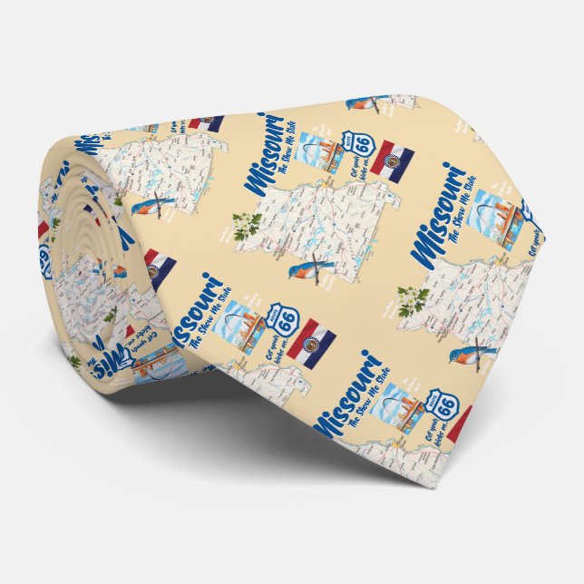 Gravata Missouri A Rota 66 do Mapa de Estado do Show Me (Rolled)