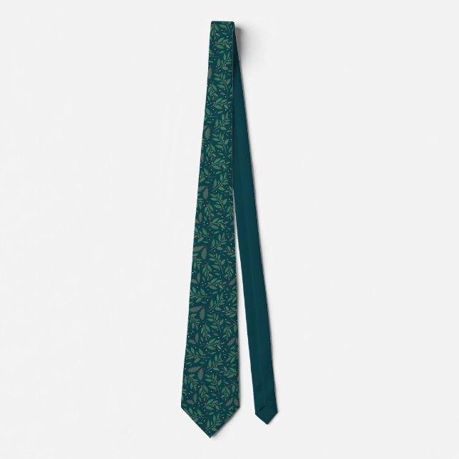 Gravata Mistletoe Holly Natal Necktie (Frente)