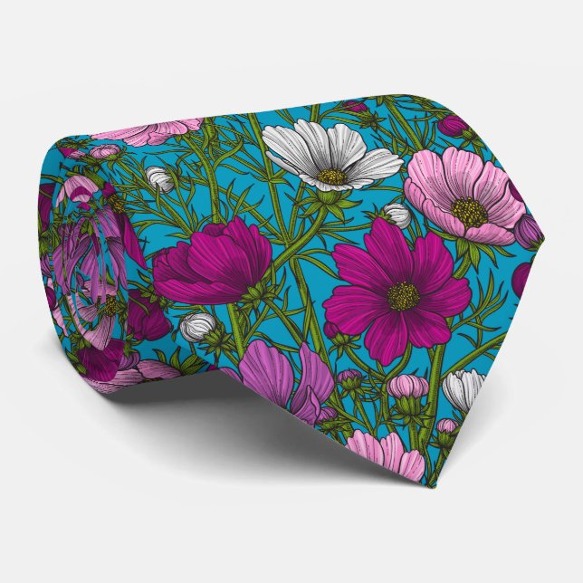 Gravata Mistura Cosmos em azul (Rolled)