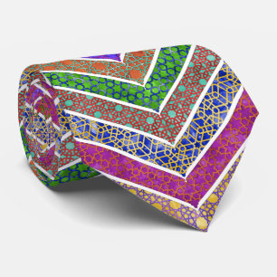 Gravata Mistura Rainbow Watercolor Marrocos Lattice Chevro