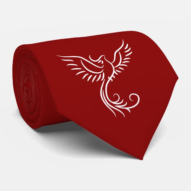 Gravata Mito de Ascensão Mística de Aves da Phoenix Vermel (Rolled)