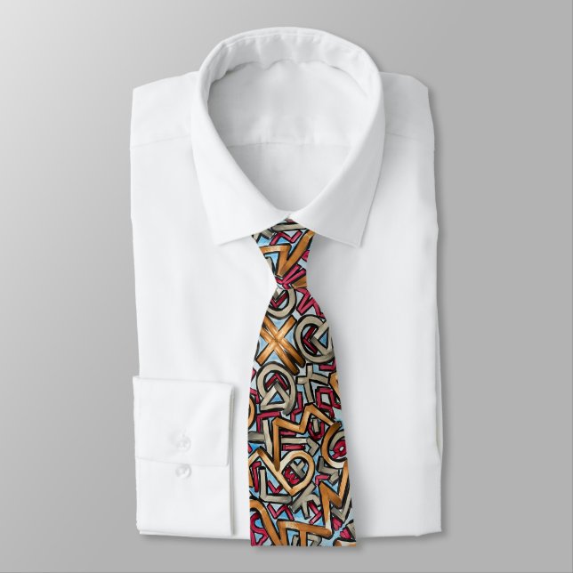 Gravata Mocha Red Gray Geometric Neck Tie (Amarrado)