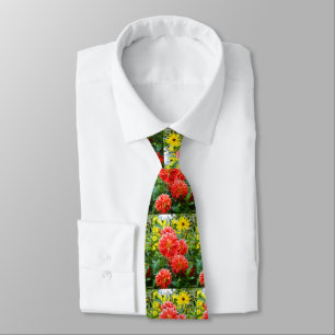 Gravata Moda floral dos dahlias vermelhos