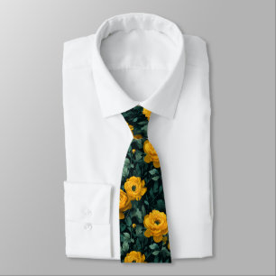 Gravata Moda Masculina Elegante Ranunculus Floral