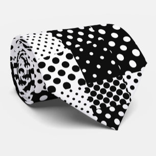 Gravata Moda Preto e Branco Pontos Polka Estilo Design