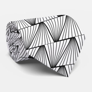 Gravata modelo Deco de arte branca elegante e negra