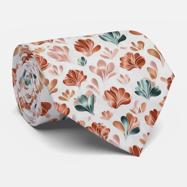 Gravata Modern Abstract Floral Pattern (Rolled)
