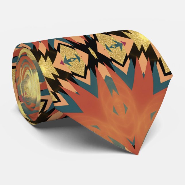 Gravata Modern Aztec Gold Boho Fusion (Rolled)