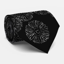 Modern Black and White Boho Chic Daisy Pattern 