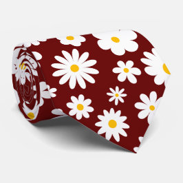 Gravata Modern Flat Graphic Daisy Burgundy